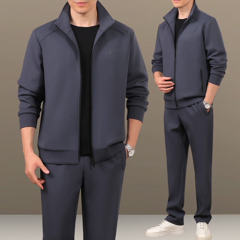 中年男士运动套装春秋季2026年新款中老年男装爸爸休闲衣服两件套