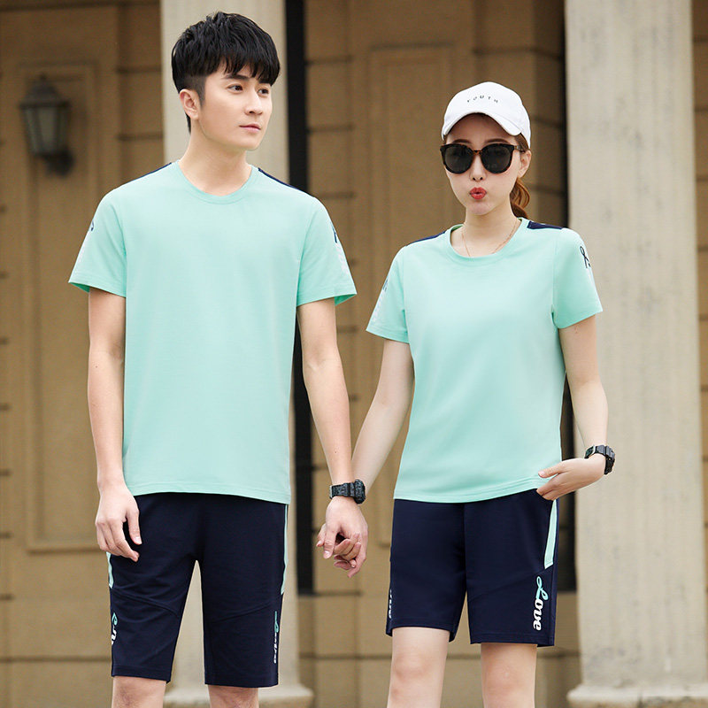 情侣装运动套装男女夏天短袖T恤一套2025夏季短裤跑步服休闲套装