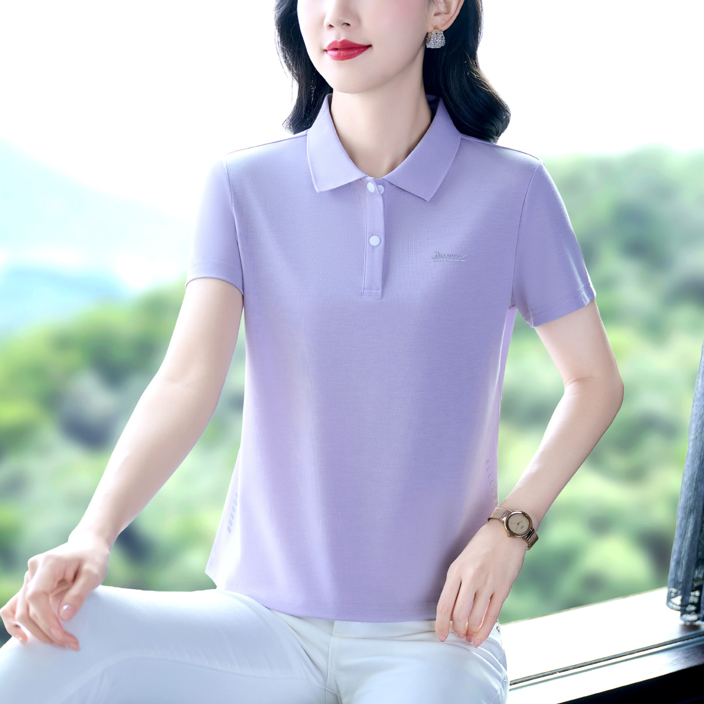 品牌纯色减龄短袖T恤女2026夏季新款休闲简约百搭上衣订做印字