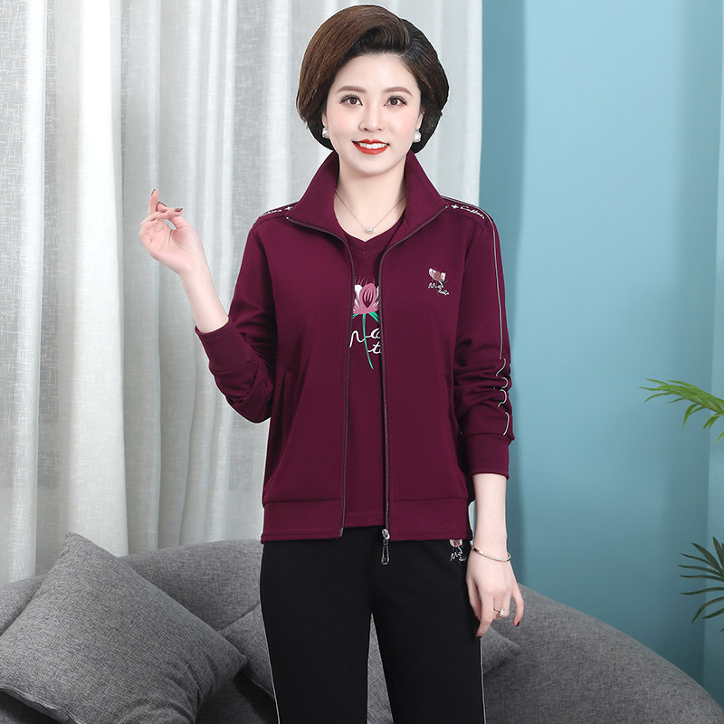 中老年人女装奶奶运动套装高贵老太太长袖老人衣服60-70岁妈妈装