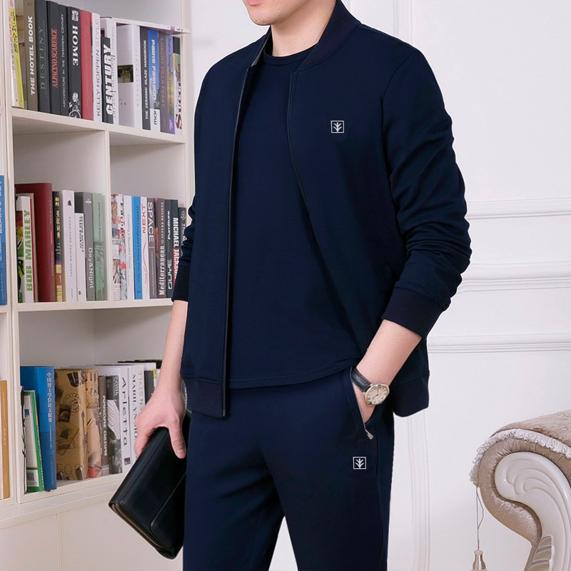 中年爸爸运动套装男士春秋季休闲装2025新款中老年运动服男三件套