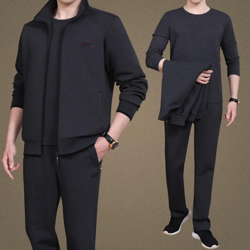 中老年男士运动衣服套装春