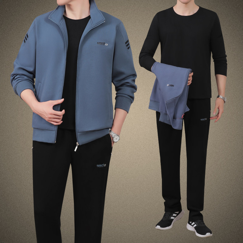 中老年运动套装男士春秋季2026新款爸爸春装外套休闲运动服三件套