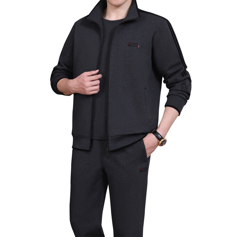 新款休闲运动服套装男春秋三件套