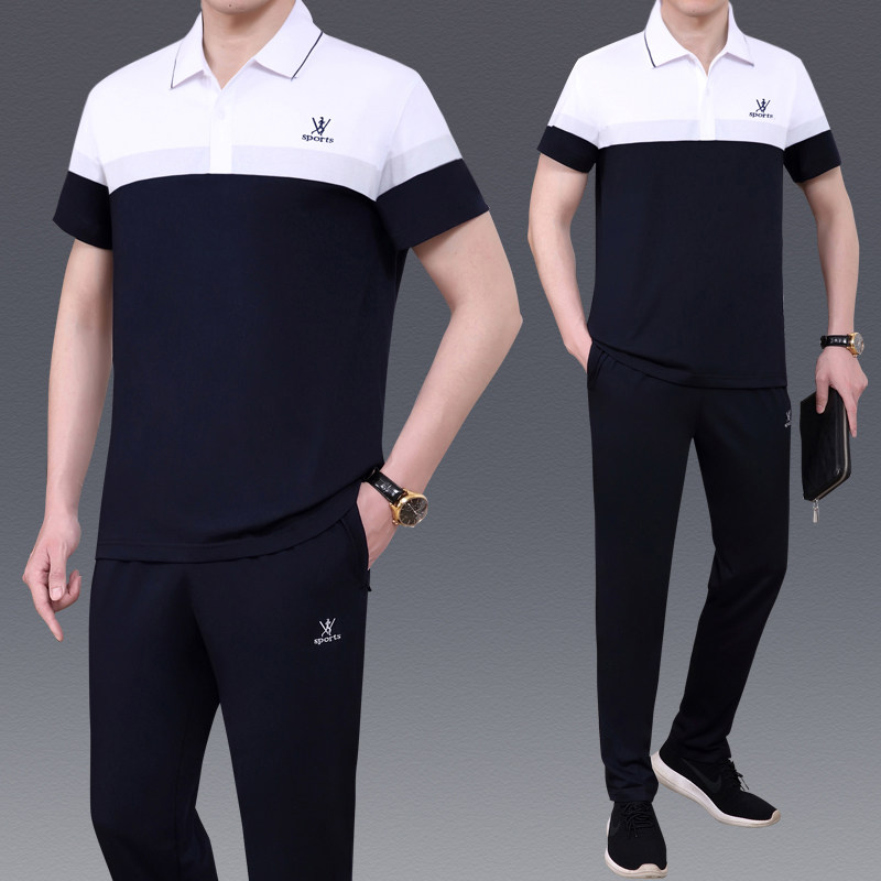 中老年休闲运动服套装男夏
