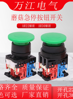 绿色蘑菇头按钮AR22MOR-11R 10Y AR30MOR-11G 01R 自复位启动开关