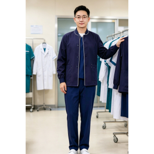 巡回服外套护士服男医护制服圆领开襟长袖医院工作服开衫男女同款