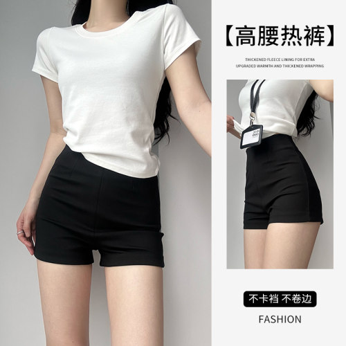 黑色高腰西装短款女夏季外穿美式辣妹小个子紧身显瘦a字包臀热裤