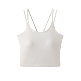 纯棉黑色吊带背心女内搭2024夏季新款外穿带胸垫美背文胸一体上衣