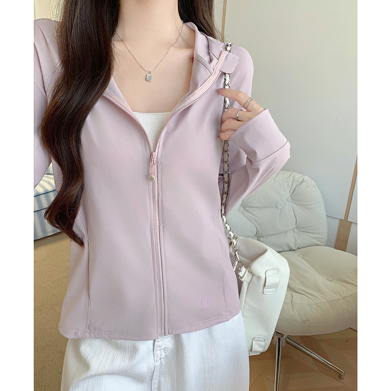 UPF99+紫色冰丝防晒衣女夏季薄款户外防紫外线原纱防晒服开衫外套