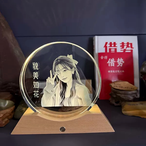 水晶玻璃带底座摆台来图定制照片纪念日送礼情人节生日礼物送女友