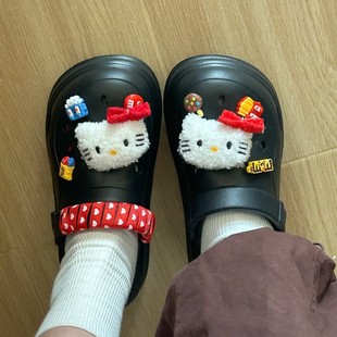 日式 可爱卡通防滑防臭包头凉 eva洞洞鞋 女厚底增高外穿踩屎感拖鞋