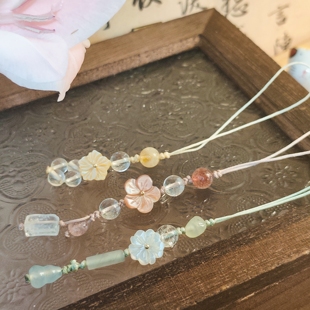 【彩霞集】天然宝石草莓晶白水晶黄水晶天山翠蝶贝多巴胺古风挂链