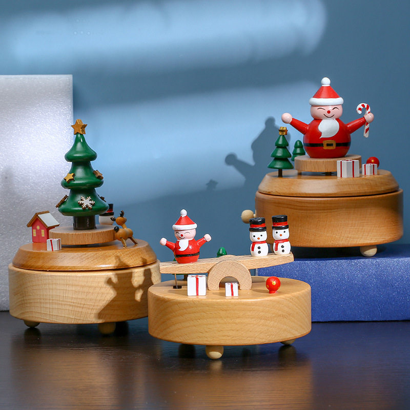圣诞快乐音乐盒水晶球八音盒木质天空之城新年生日礼物送女生儿童