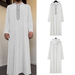 帅气迪拜男士长袍旅游服沙特阿拉伯宽松回族服饰长款礼拜服男袍
