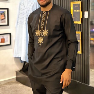 Dashiki African Men Suits 外贸非洲风商务休闲上衣裤子男士套装