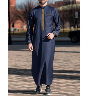 非洲长袍阿拉伯新款服装中东涤纶沙特服饰阿联酋男士时尚百搭衣服