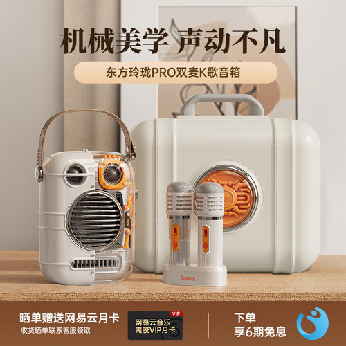 Divoom点音东方玲珑pro蓝牙K歌音响家庭ktv音箱话筒一体双麦克风