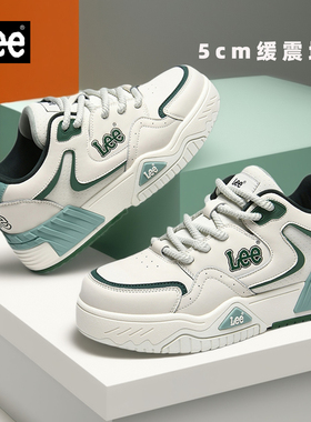 Lee鞋子男百搭春季男鞋2026新款运动休闲板鞋男士真皮厚底透气鞋