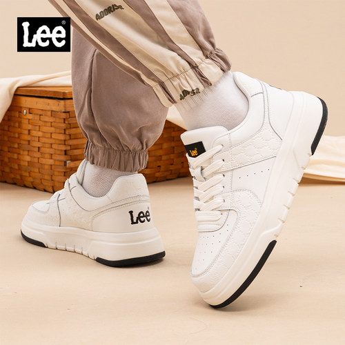 Lee高级感厚底增高小白鞋