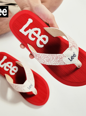 Lee红色人字拖男士2026夏季新款高端夹脚拖鞋外穿防滑沙滩凉鞋潮
