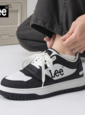Lee男鞋2026新款黑白熊猫鞋厚底鞋子百搭休闲板鞋透气低帮运动鞋