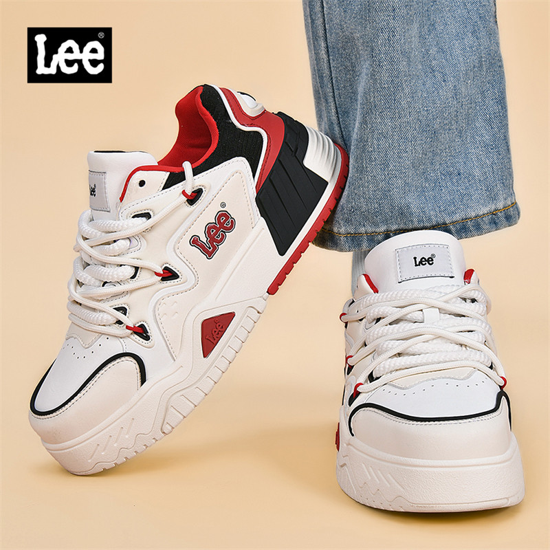 Lee男鞋2026新款真皮休闲板鞋潮流百搭小白鞋厚底增高运动面包鞋