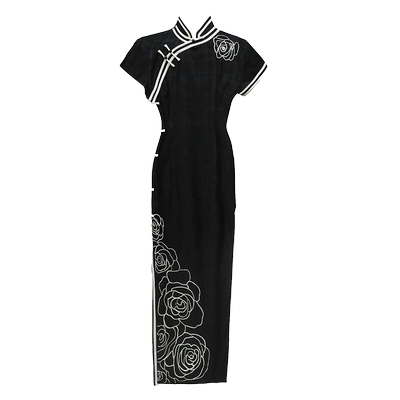 阑桂羽旗袍长款连衣裙