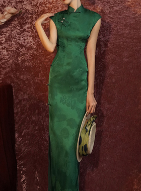 绿色高考送考旗袍2025新款高端大气上档次复古民国风旗开得胜长款