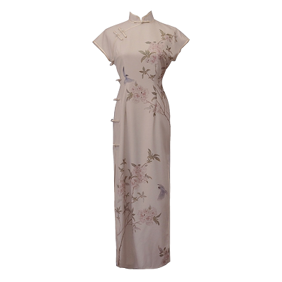 阑桂羽旗袍长款连衣裙