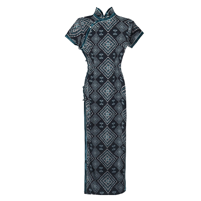 阑桂羽旗袍长款连衣裙