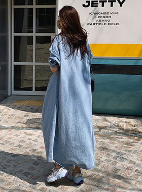 春秋长款过膝牛仔外套女韩版新款bf风长袖衬衫百搭休闲风衣开衫潮