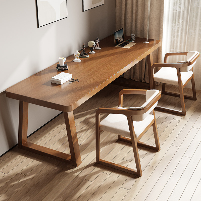 实木书桌家用双人台式电脑桌写字