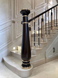 杭州别墅楼梯扶手欧式轻奢护栏室内铝合金实木扶手栏杆简约现代