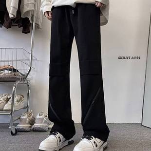 黑色裤子潮牌痞帅炸街男款显瘦高级感2025新款今年流行设计感小众