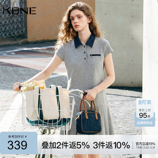 KBNE灰色miu系学院风polo领连衣裙女2026春季新款短袖小个子裙子