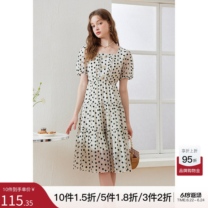 KBNE【商场同款】连衣裙女裙子夏季2025新款港味茶歇裙330525116
