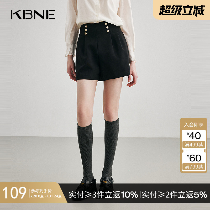 【商场同款】短裤女纯色休闲裤kbne2025夏新款宽松显瘦高腰西装裤