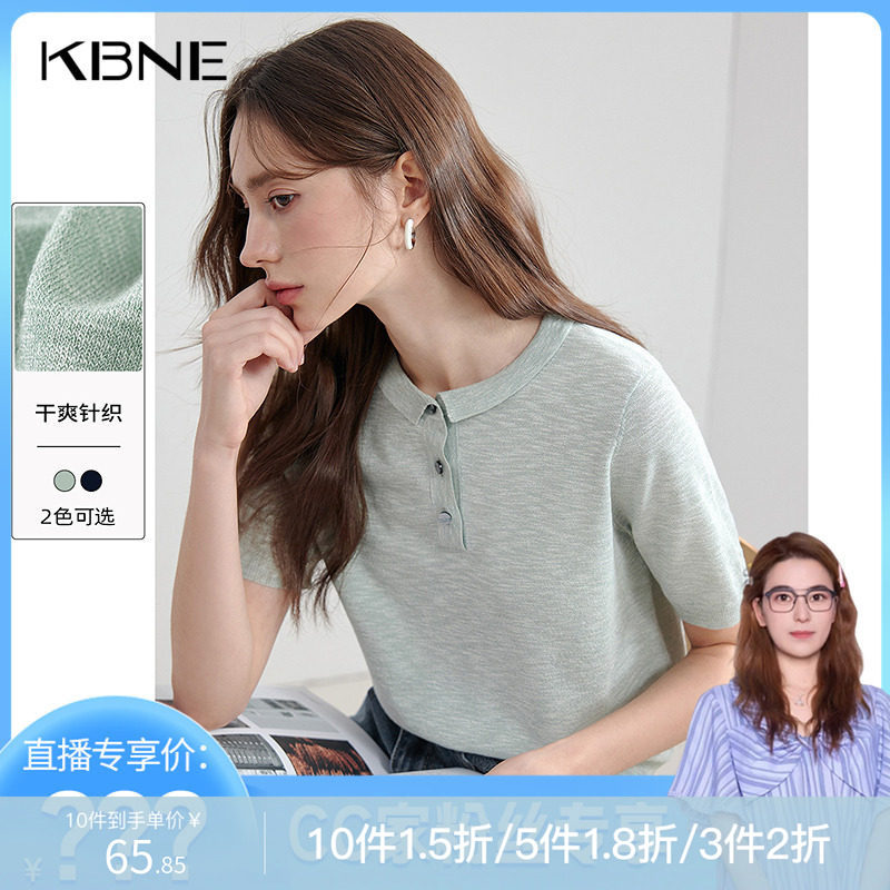 藏青色领衬衫短袖恤女750319027