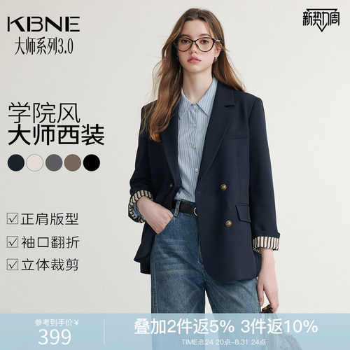 KBNE灰色西装领短外套女学院风