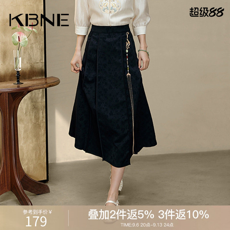 KBNE半身裙女新中式马面裙中长款2026夏季新款高腰a字裙半裙长裙