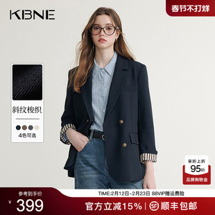 KBNE灰色西装领短外套女春秋新款小个子长袖上衣气质学院风外衣