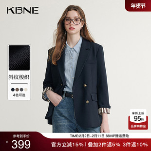 KBNE灰色西装领短外套女春秋新款小个子长袖上衣气质学院风外衣