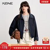 新款 KBNE法式 复古格纹仿牛仔短外套女2026秋季 休闲百搭立领棒球服