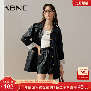 KBNE2026新款黑色皮衣外套女高级感风衣短款夹克修身复古上衣春秋