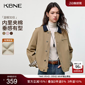 韩版 新款 高级气质巴恩风衣外套 夹棉风衣女2025冬季 KBNE卡其色短款