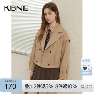 KBNE风衣外套女小个子短款秋冬2026秋季新款高级感卡其色流行上衣
