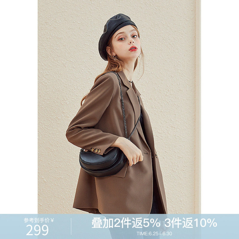 西装外套女春秋咖色上衣 kbne2026春季新款长袖小个子休闲小西服