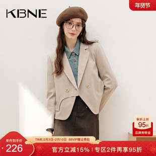 KBNE白色西装外套女小个子休闲西服2026春装新款复古韩版宽松上衣
