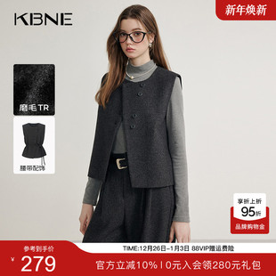 KBNE老钱风灰色女士马夹春秋新款 外穿背心上衣小个子马甲外套女装